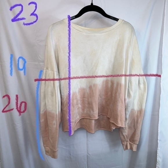 American Eagle Sweater Cropped Pullover Dolman Long Sleeves Ombre Dip Tie Die - Picture 5 of 9